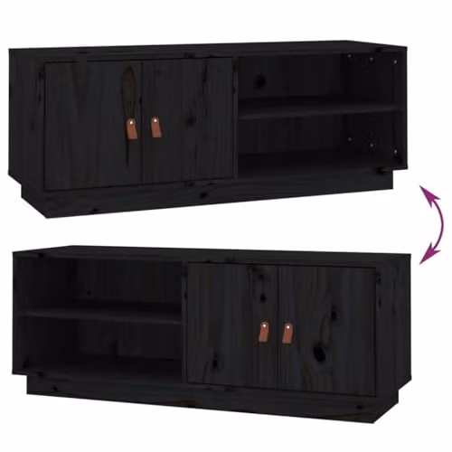 vidaXL Black Solid Pine Wood TV Cabinet W/D/H: 105 x 34 x 40 cm – 5