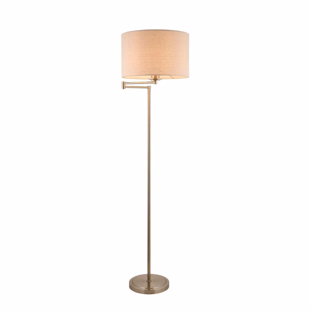 Pagazzi Marston Silver Floor Lamp with Beige Fabric Shade – 3
