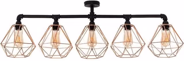 ValueLights Luiggi Mid-Century LED Ceiling Bar Light in Black and Gold/Brass
