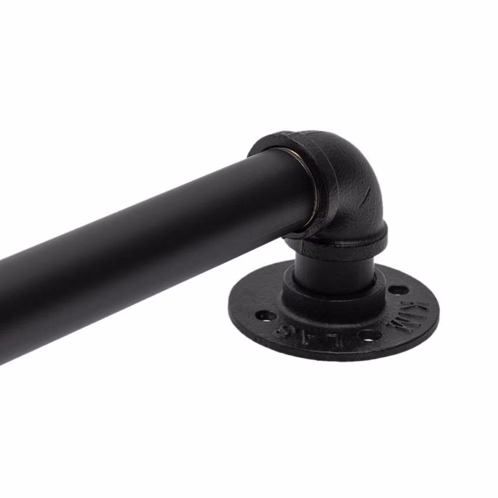 Havendro Black Modern Outdoor Steel Handrail, 5ft Round Galvanised Stair Railing – 3