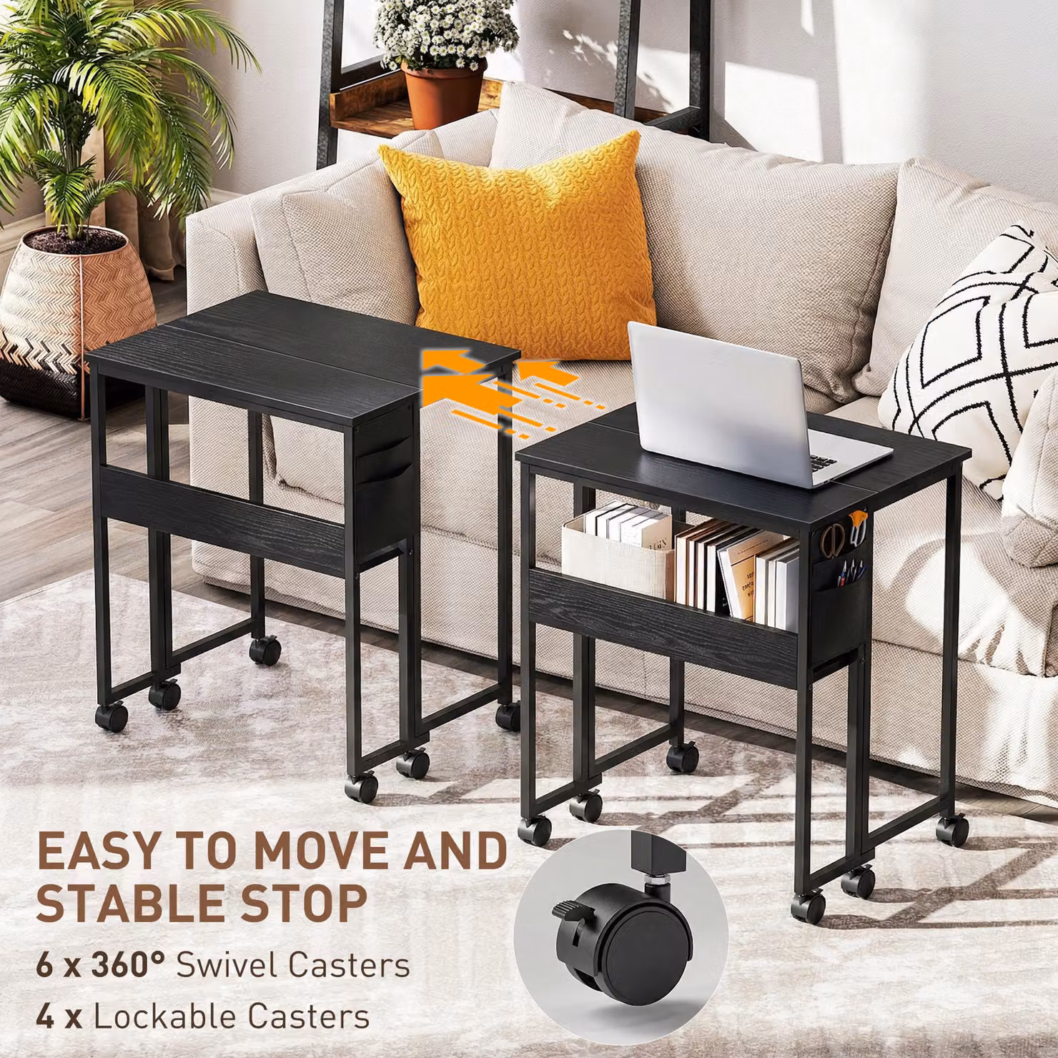 HOMCOM Black Drop Leaf Writing Desk for Home Office – 5