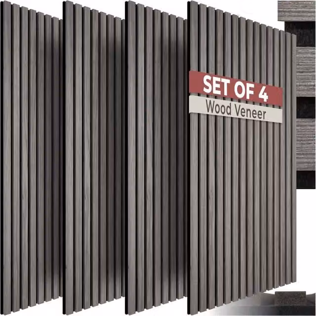 tectake Sonic Wall III Acoustic Panels in Grey Wood Look MDF