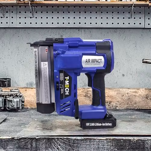 T Mech 2 in 1 Cordless Heavy Duty Nail and Staple Gun with Additional Battery, Blue and Black – 3