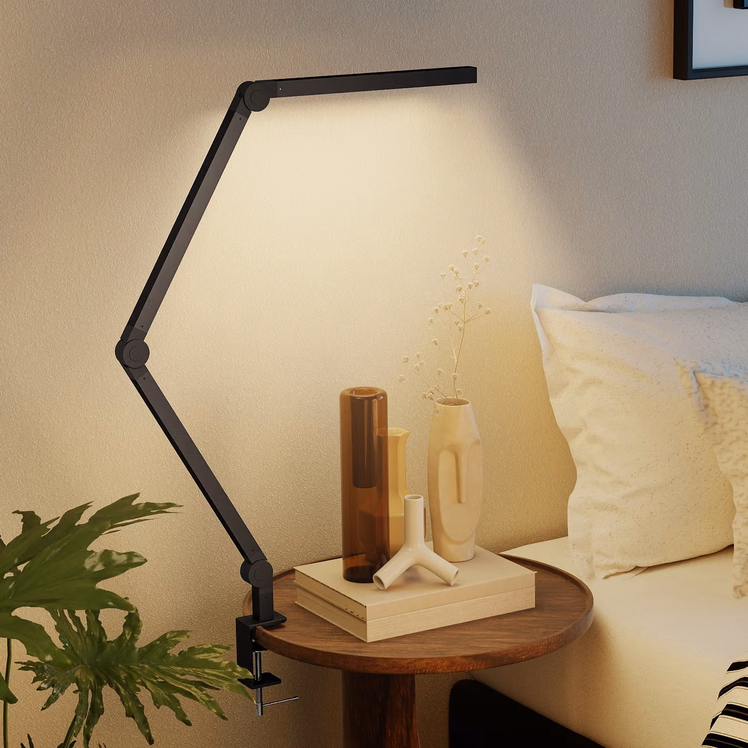 HOMCOM LED Desk Lamp in Black, Dimmable and Adjustable Task Light with Clamp and Touch Control – 2