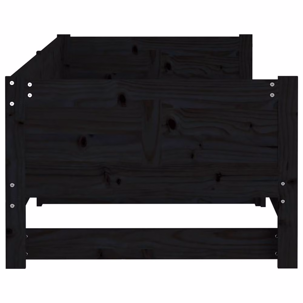 Berkfield Home Black Solid Wood Pine Pull-out Day Bed W/D/H: 204 x 90 x 57 cm (x2) – 4