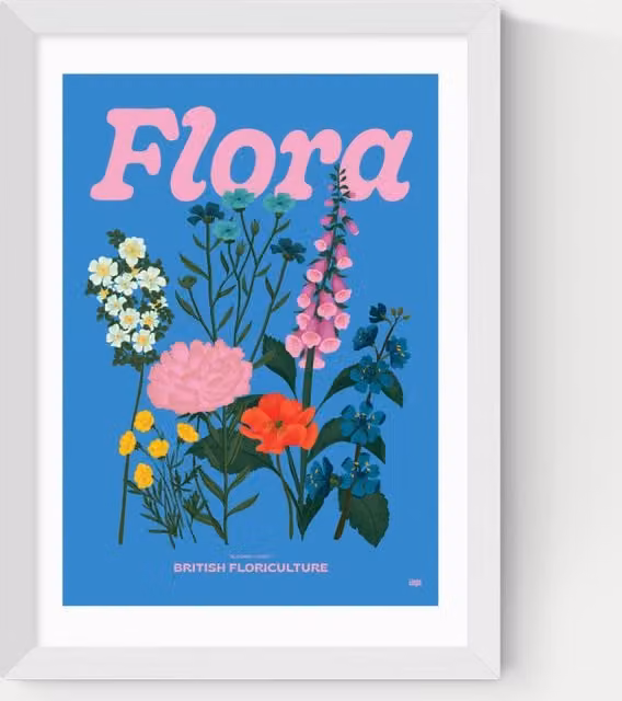 East End Prints Flora Botanical Framed Wall Art in White and Multicolour
