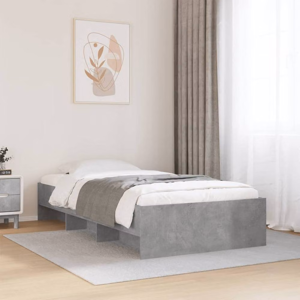 Berkfield Home Durable Engineered Wood Bed Frame in Concrete Grey, W/D/H: 90 x 200 x 35 cm – 2