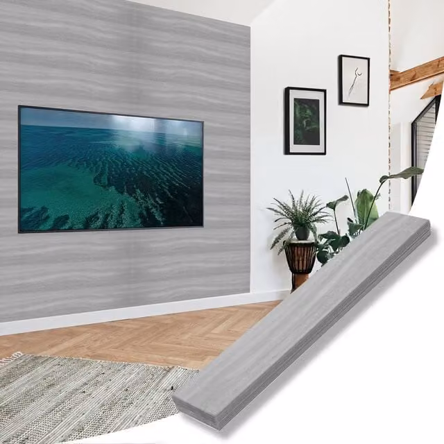 NOVECRAFTO Grey Faux Wood Effect Decorative Wall and Ceiling Panels in Polystyrene