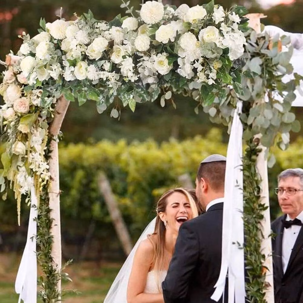NESTLUNE White Artificial Silk Flower Row for Wedding Arch Backdrops, W: 100 cm, D: 15 cm, H: 15 cm – 2