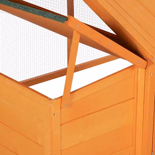 PawHut Wooden Chicken Run and Coop with Nesting Box and Openable Roof in Orange – 3