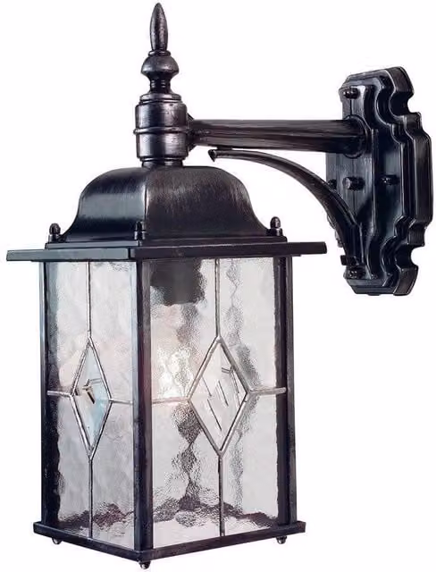 Netlighting Wexford Black and Silver Outdoor Wall Lantern Light with IP43 Rating and E27 Socket