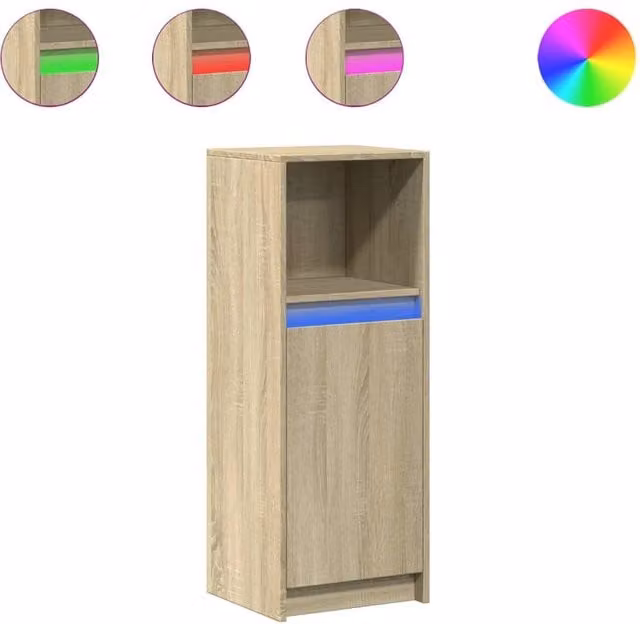 Berkfield Home Modern Sideboard with Integrated LED Lighting in Sonoma Oak and Beige, W/D/H: 100 x 34 x 38 cm