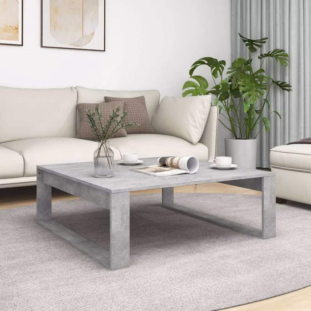 Berkfield Home Modern Square Coffee Table in Concrete Grey, W/D/H: 100 x 100 x 35 cm – 2