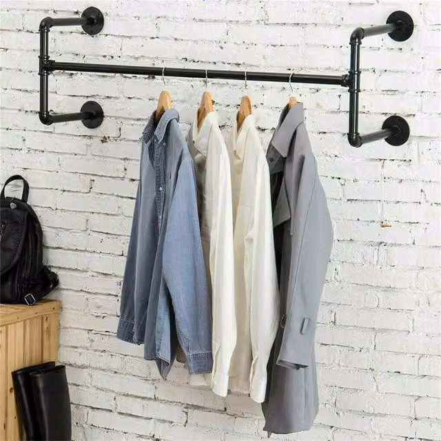 Kelvenix Industrial Style Metal Pipe Clothes Rack in Matt Black – 1
