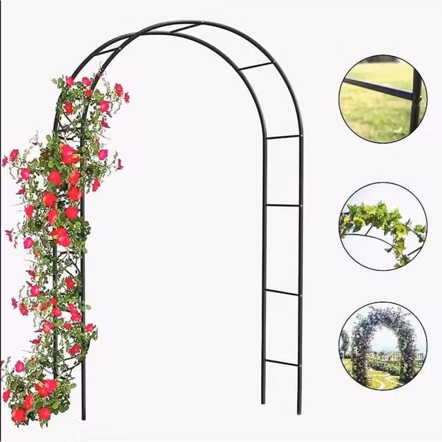 SPETLEK Black Metal Garden Arched Trellis Support, H 240 x W 140 x D 38 cm – 1