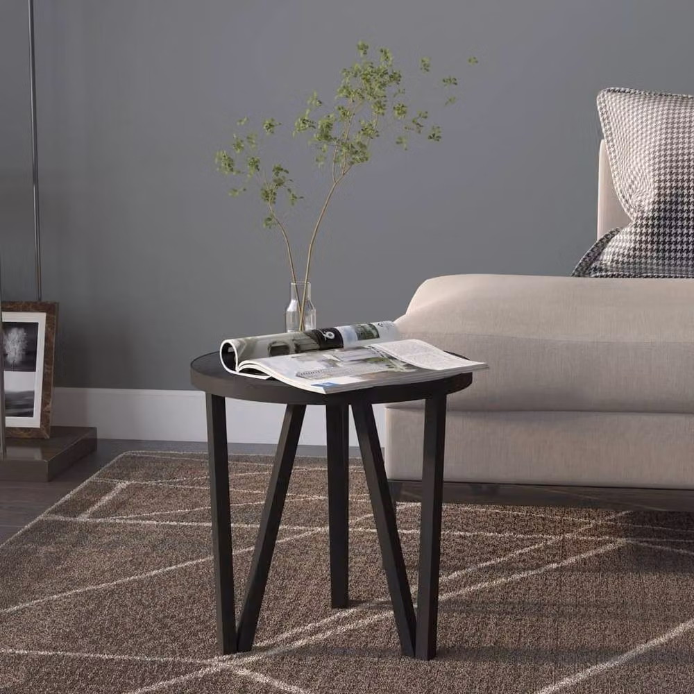 Berkfield Home Round Black MDF Tea Table, Diameter: 35 cm – 2