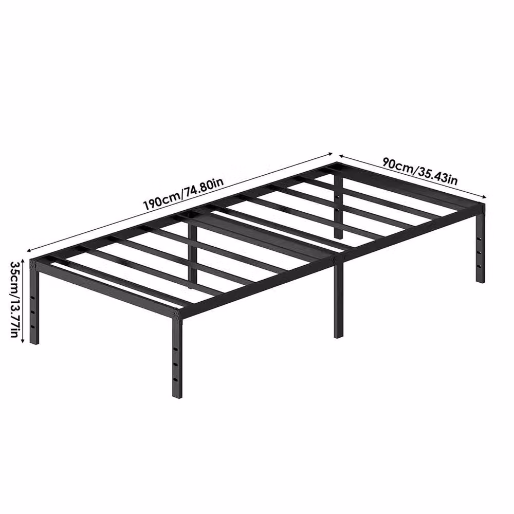 Nordara Black Metal Bed Frame, W/D/H: 190 x 90 x 35 cm – 2