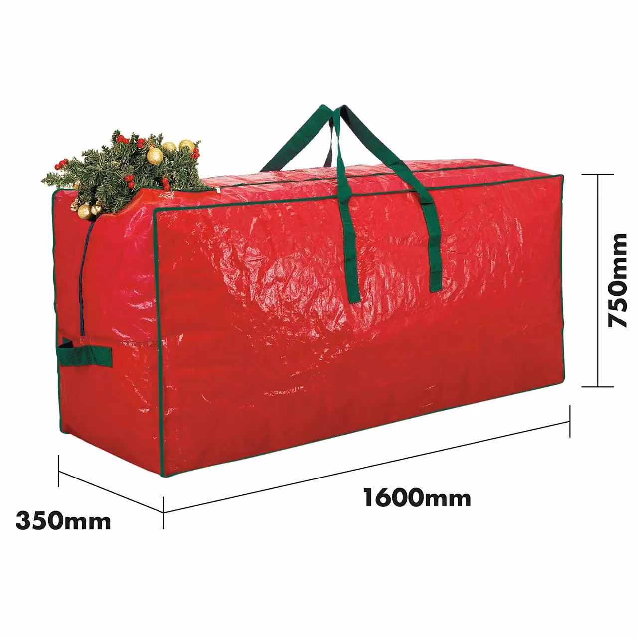 mysmartbuy Christmas Tree Storage Bag in Red and Green with Carry Handles, H75 x W160 x D35 cm – 2