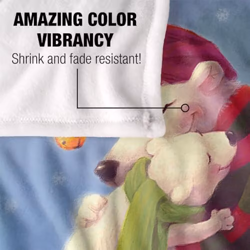 JQ Licensing Christmas Santa Bear Hug Silky Touch Super Soft Microfibre Throw Blanket, White and Multicolour, W/D: 152 x 127 cm – 3