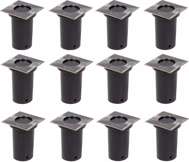 Berkfield Home 12 Piece Square Outdoor Recessed Ground Lights in Silver with Warm White LED