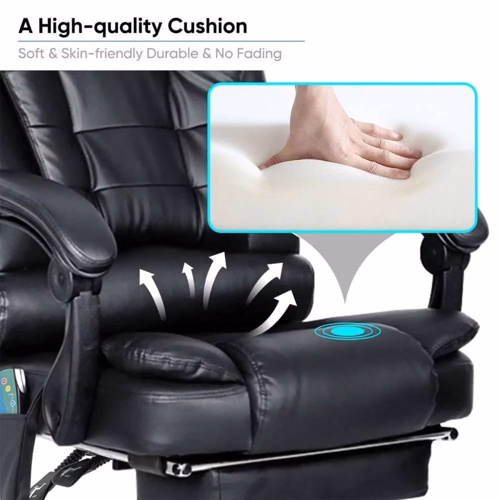 FORGEVIO 8 Point Massage Office Chair in Black with Synthetic Leather and Headrest – 5