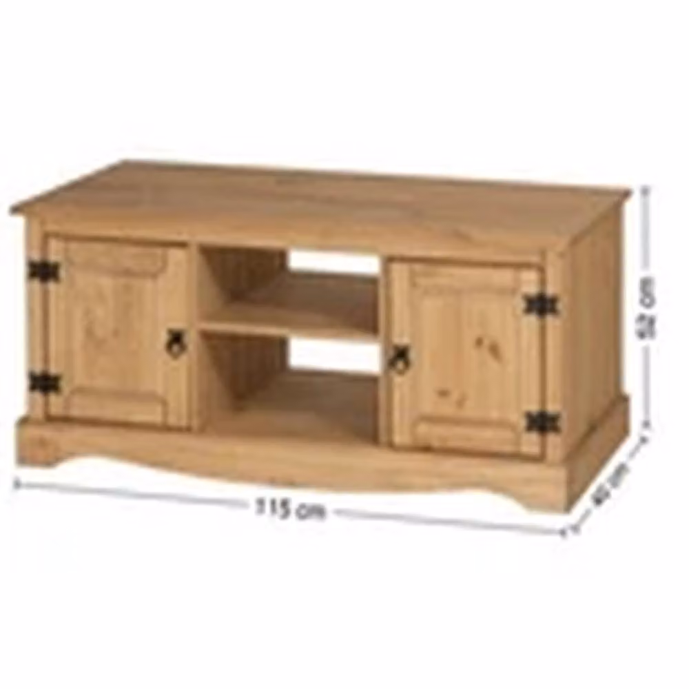 EONLION Corona Rustic Brown Solid Pine 2-Door TV Unit and Media Stand – 2