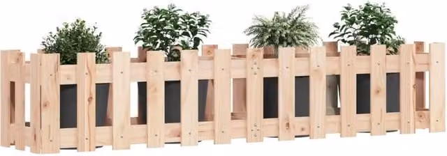 Berkfield Home Garden Raised Bed with Fence Design in Light Brown Solid Wood, W/D/H: 150 x 30 x 30 cm – 1