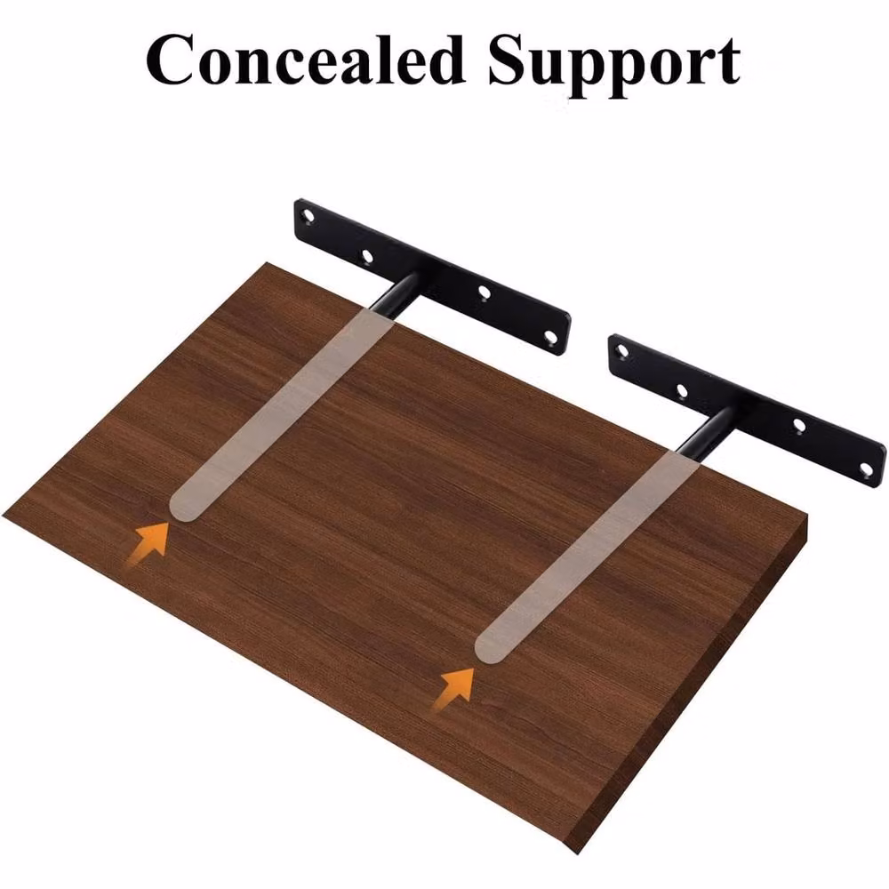 VOGREX 4-Piece Heavy Duty Hidden Metal Floating Shelf Brackets in Black – 5
