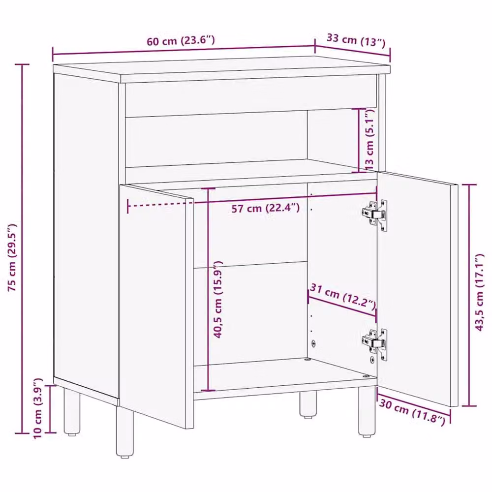 Berkfield Home Modern Black Sideboard, W/D/H: 60 x 33 x 75 cm – 4