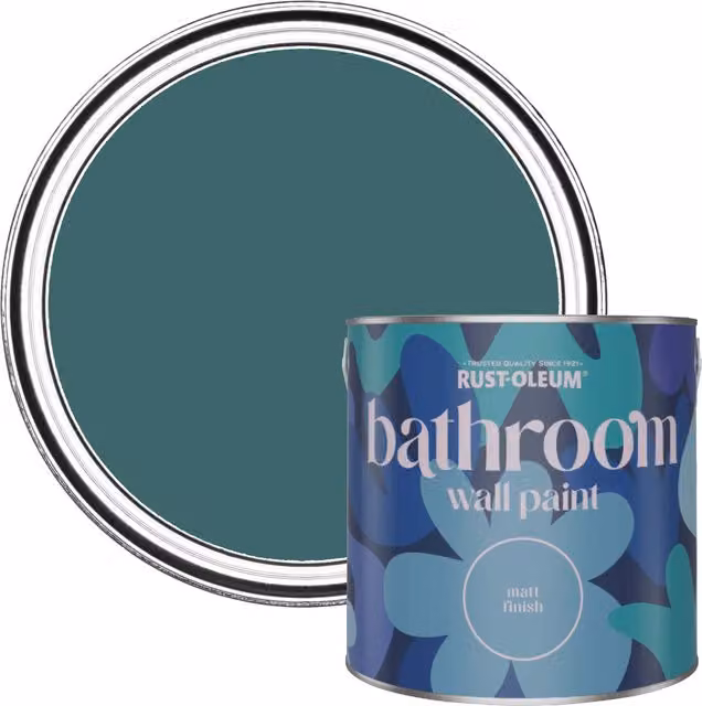 Rust-Oleum Green Matt Bathroom Wall and Ceiling Paint, Peacock Suit, 2.5L – 1