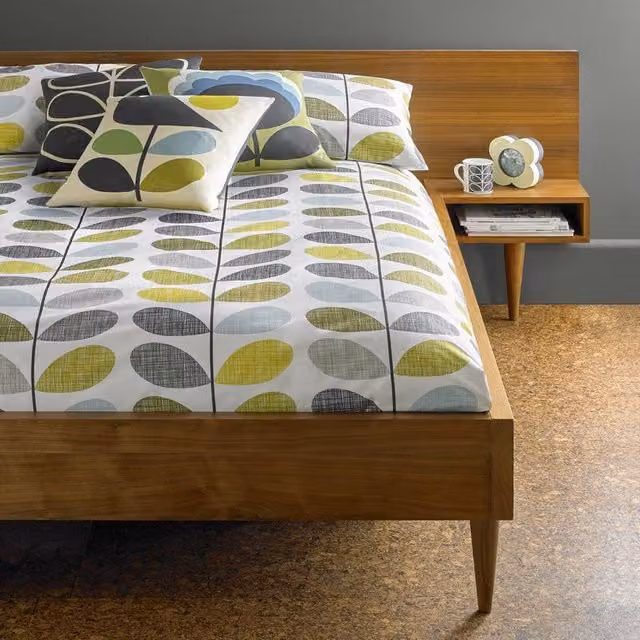 Orla Kiely Scribble Stem Printed Cotton Duvet Cover in Duckegg Seagrass and Blue