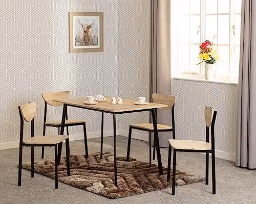Seconique Riley Modern Dining Set with Rectangular Table and 4 Chairs in Black and Oak