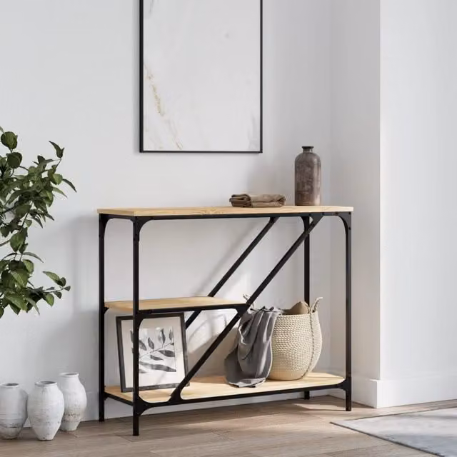 Berkfield Home Sonoma Oak Console Table in Brown, W: 88.5 cm, D: 30 cm, H: 75 cm