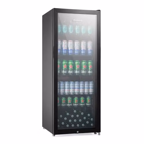 Subcold MAXI250LED Tall Drinks Fridge with Glass Door, 237L Capacity, Lockable and Reversible, Black or Silver