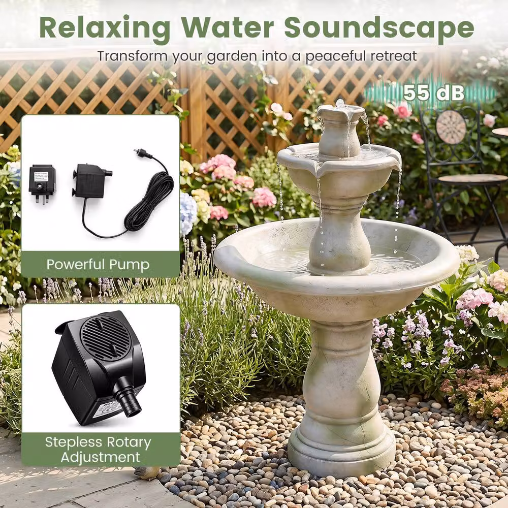 Gymax Grey Cascading Outdoor and Indoor Water Fountain, Height: 89 cm – 4