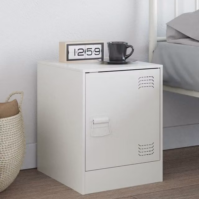 Berkfield Home White Metal Bedside Cabinet W/D/H: 34.5 x 39 x 44 cm – 1