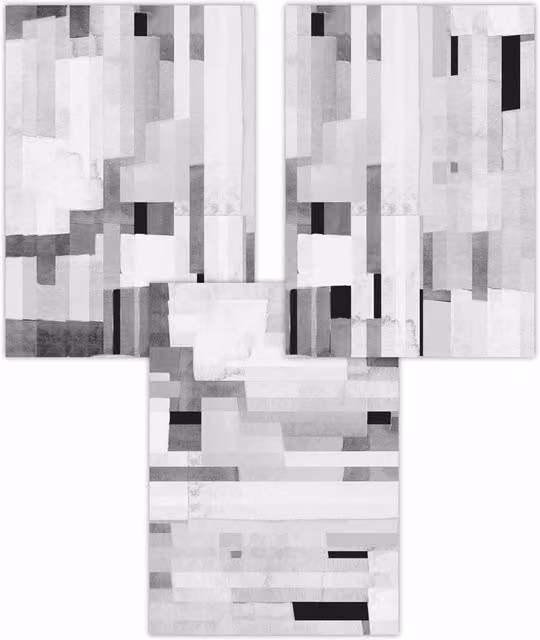 ARTZE Set of 3 Abstract Paper Block Art Posters in Black and Grey, W: 50 cm x H: 70 cm