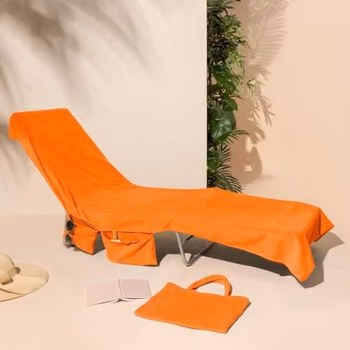 OHS Microfibre Quick Drying Beach Towel with Bag, Orange, 75 x 75 cm – 1