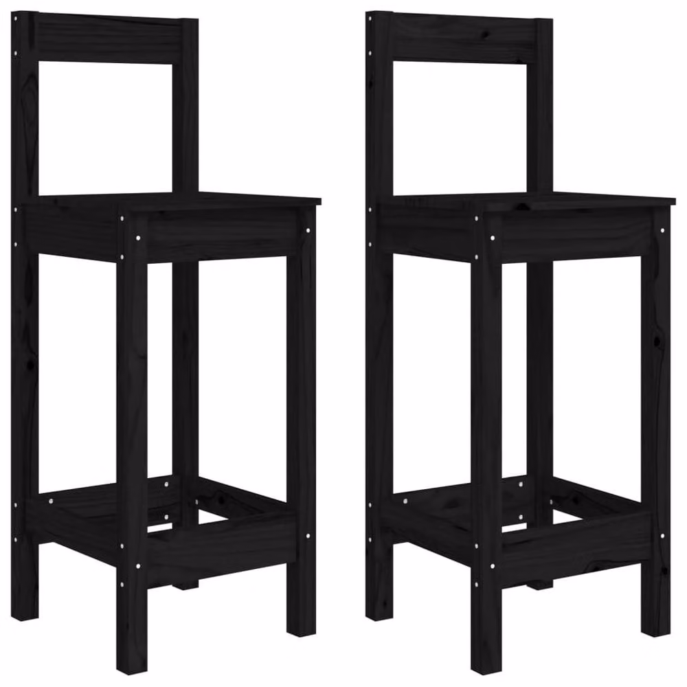 Berkfield Home Beautiful 3 Piece Black Solid Wood Pine Garden Bar Set – 5