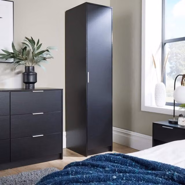 Home Source Phoenix 1 Door Wardrobe in Black
