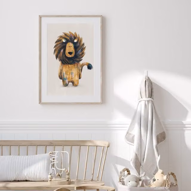 Tigercub Prints Rory The Lion Neutral Safari Animal Illustration Paper Poster, A5