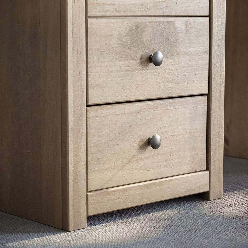 FORGEVIO 5 Drawer Narrow Chest in Natural Rustic Waxed Solid Pine – 4