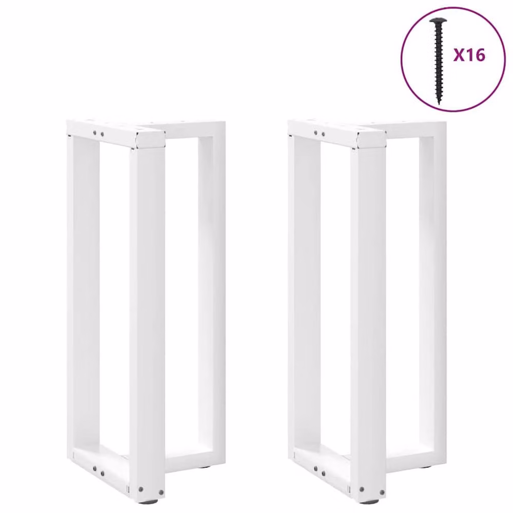 Berkfield Home Modern T-Shaped Bar Table Legs, 2 Pieces, White Steel, W: 40 cm, D: 35 cm, H: 90-91 cm – 2
