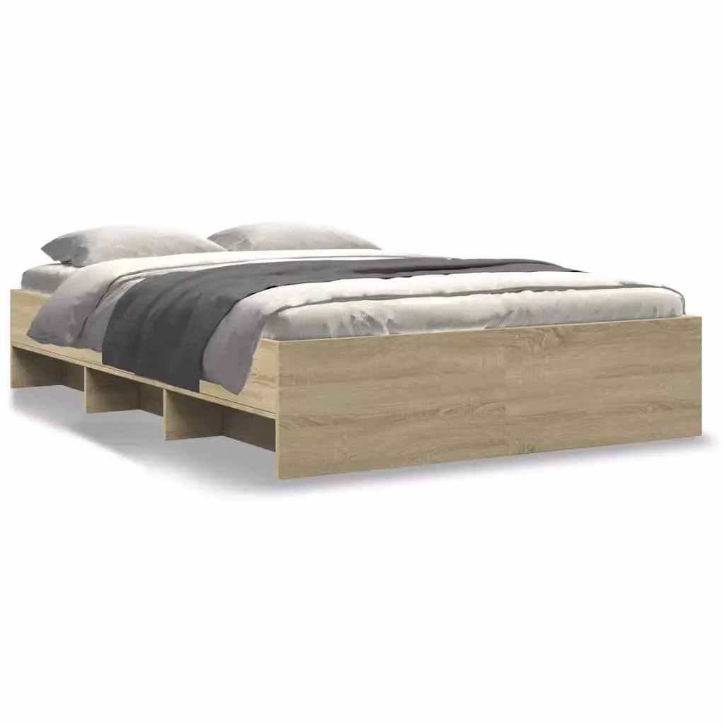 Berkfield Home Sonoma Oak Bed Frame in Brown, W/D/H: 140 x 190 cm – 2
