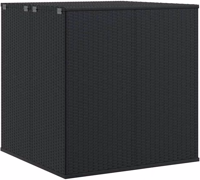 Berkfield Home Black PE Rattan Garden Cushion Box with Soft Close Lid W/D/H: 100 x 97.5 x 104 cm – 1