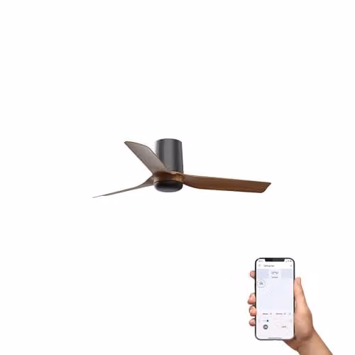FARO Barcelona Smart Ceiling Fan in Black and Brown with App Control