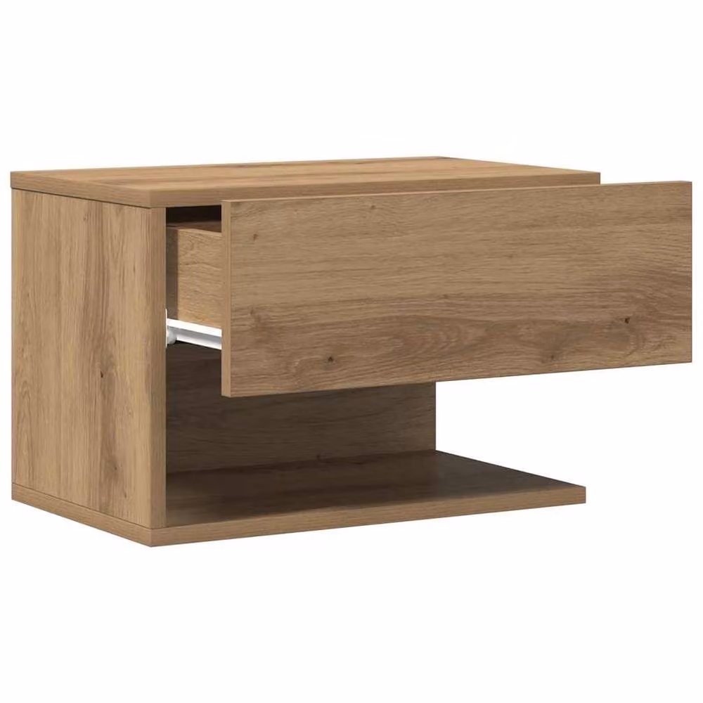 Berkfield Home Artisan Oak Wall-mounted Bedside Cabinet in Brown – 4