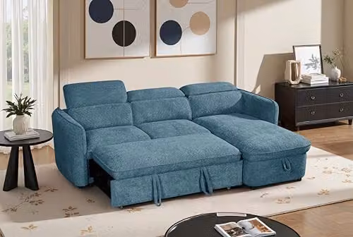 Beehive Furniture Corfu Reversible L-Shape Corner Sofa Bed in Petrol Blue with Adjustable Headrest – 3
