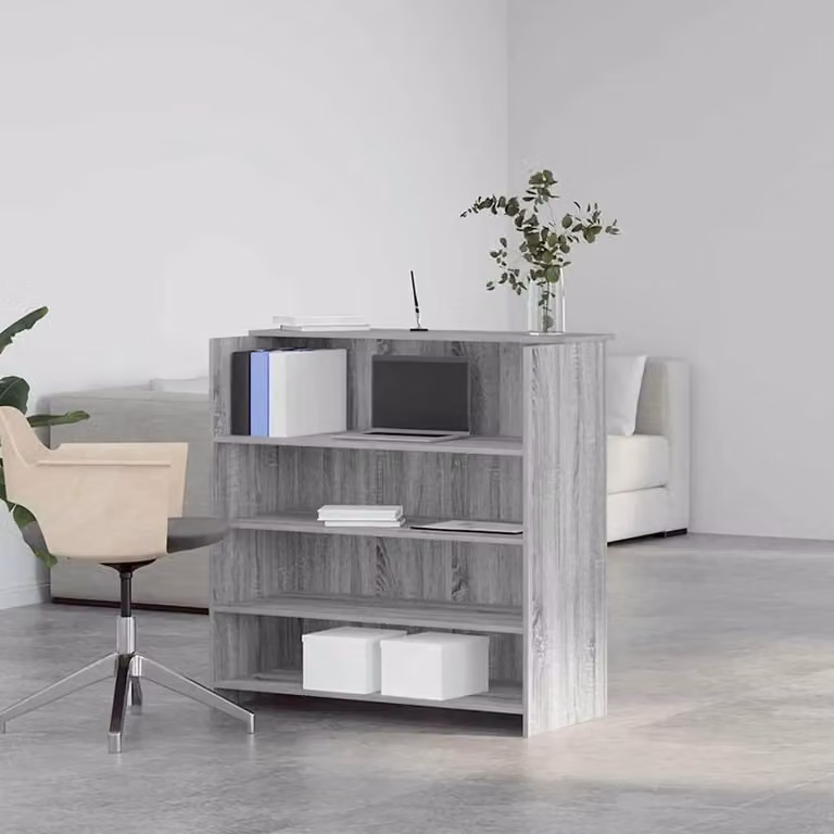 Berkfield Home Reception Desk in Grey Sonoma, W/D/H: 100 x 50 x 103.5 cm
