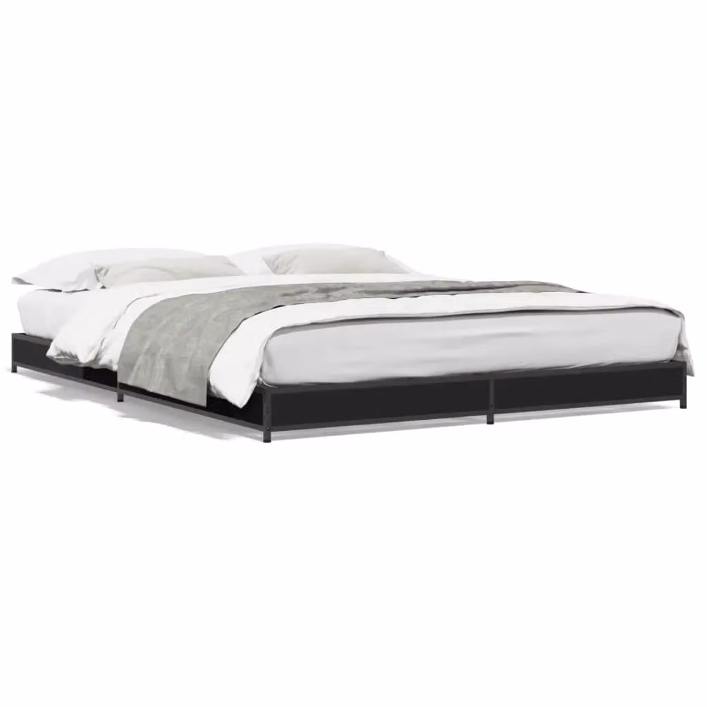 Berkfield Home Black Minimalist Bed Frame W: 135 cm, D: 190 cm – 2